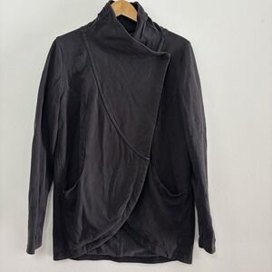 LULULEMON‎ That's A Wrap Jacket French Terry Asymmetric Snap Front Black 10 Yoga